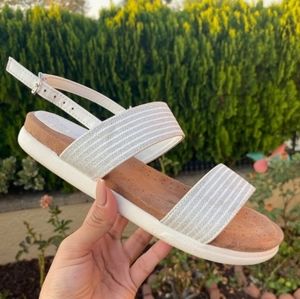 NIB Glitter Double Strapped Cushioned Sandles
